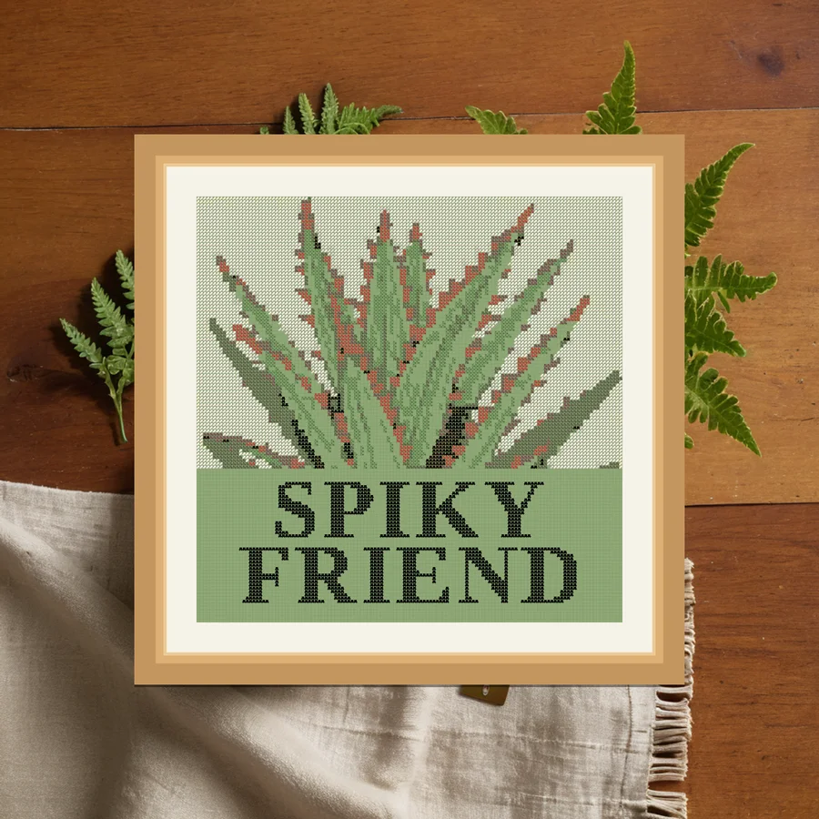 Spiky Friend cross stitch pattern