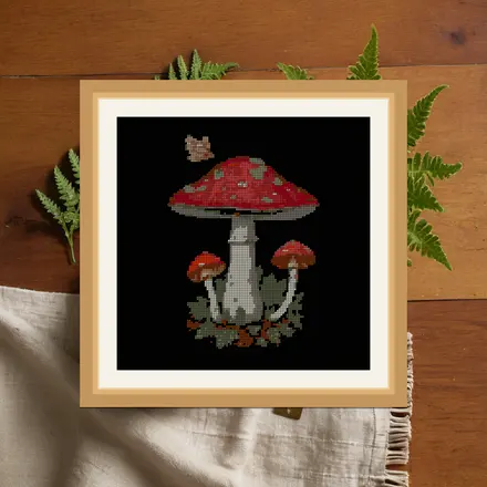Amanita And Moth cross stitch pattern
