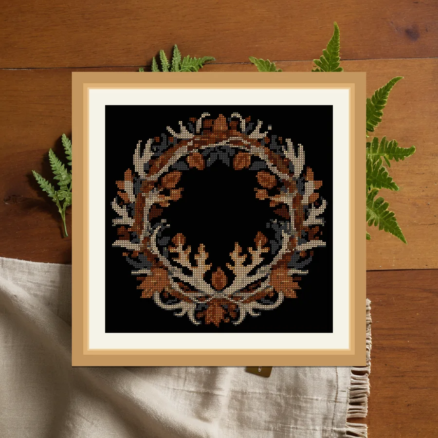 Antler Wreath cross stitch pattern