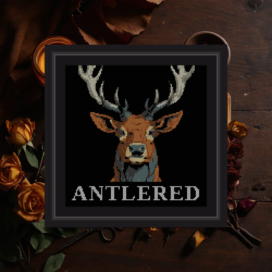 Antlered cross stitch pattern