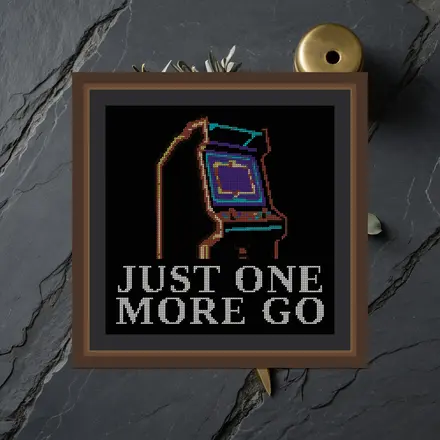Just One More Go cross stitch pattern