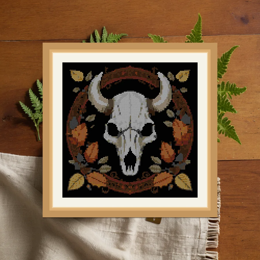 Badger Skull And Bramble cross stitch pattern