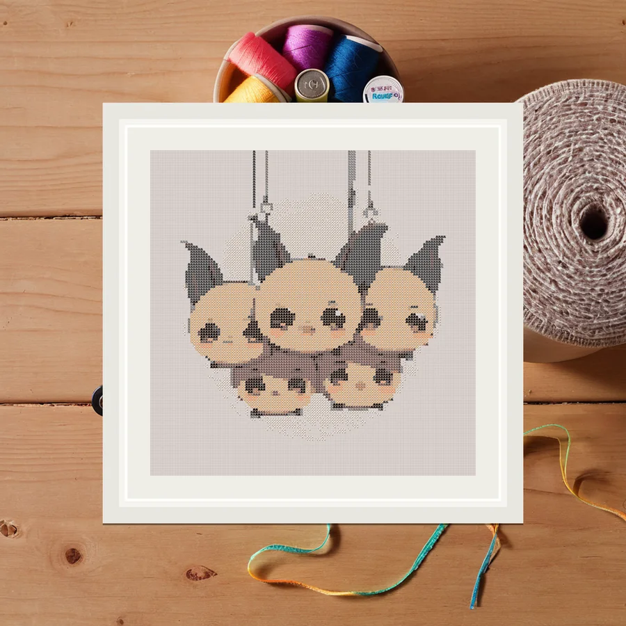 Bat Family cross stitch pattern