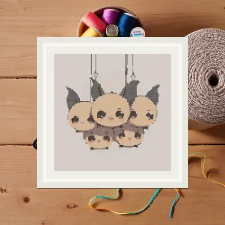 Bat Family cross stitch pattern