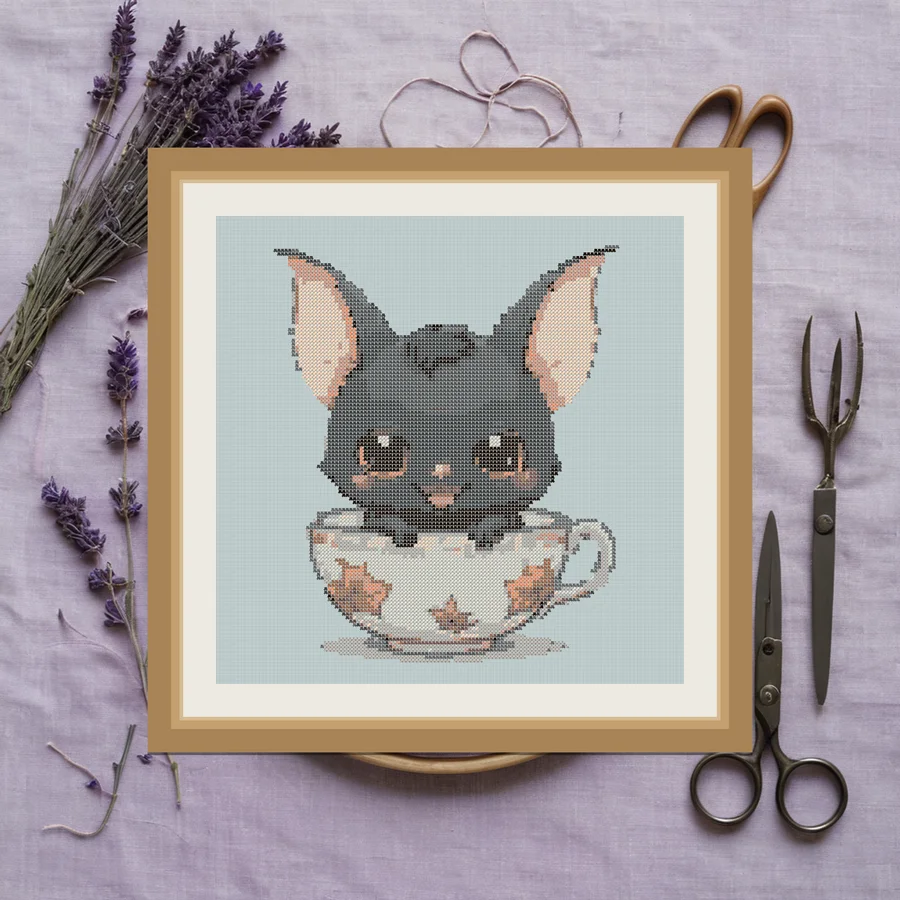 Bat In A Cup cross stitch pattern
