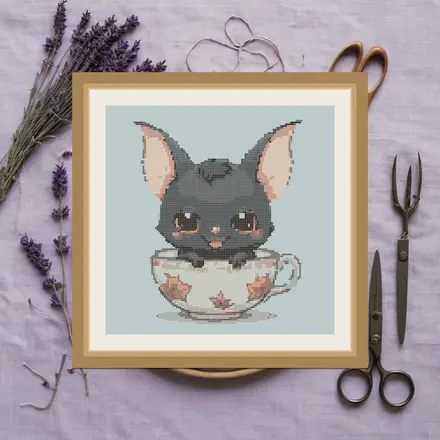 Bat In A Cup cross stitch pattern