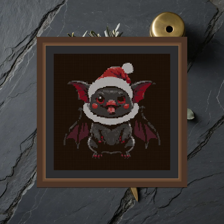 Bat In A Santa Hat cross stitch pattern