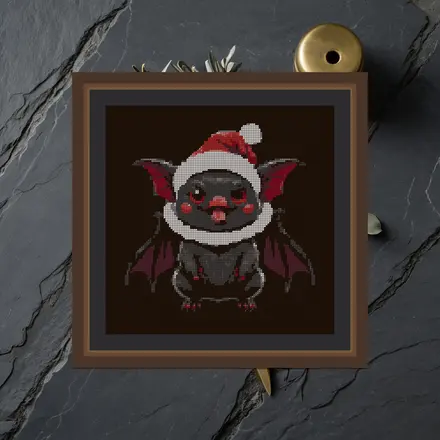 Bat In A Santa Hat cross stitch pattern