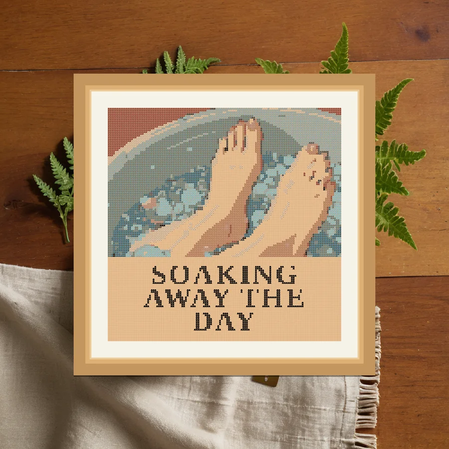 Soaking Away The Day cross stitch pattern