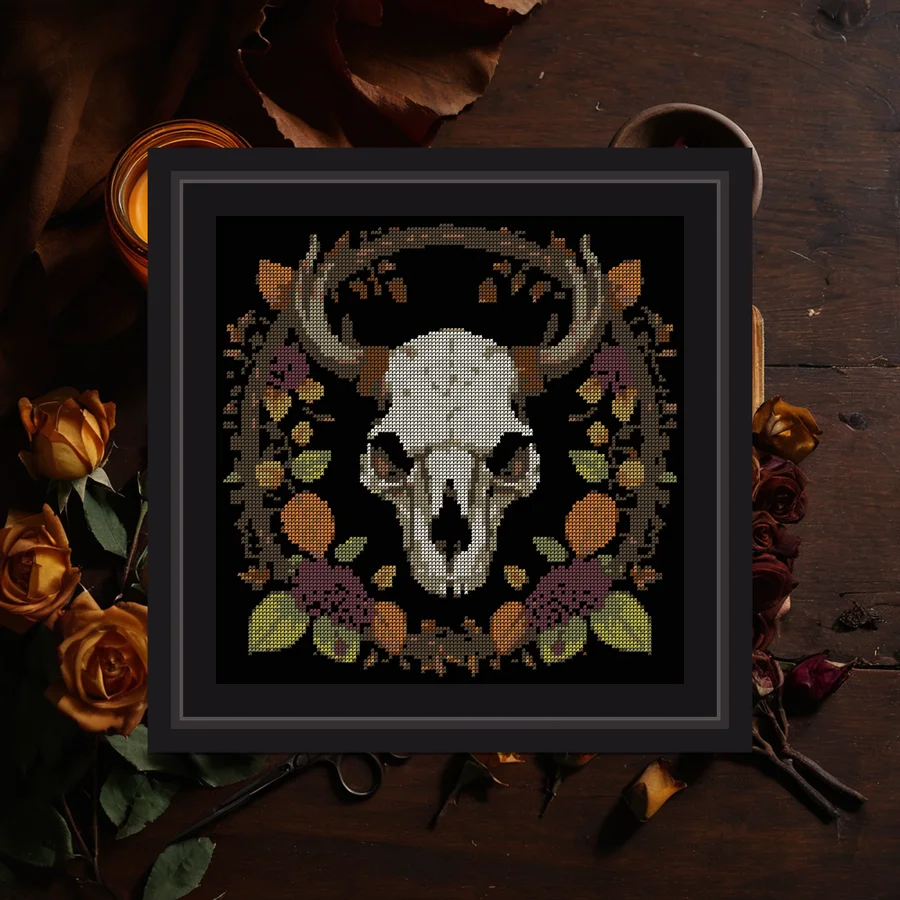 Bear Skull And Bramble cross stitch pattern