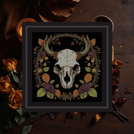Bear Skull And Bramble cross stitch pattern