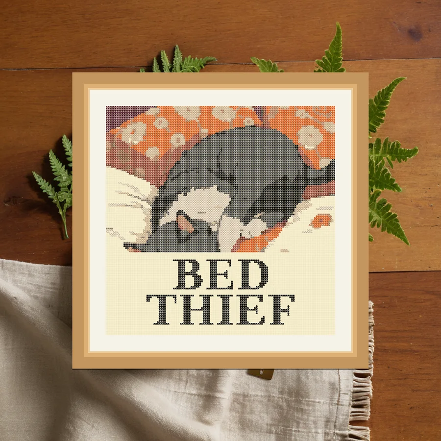 Bed Thief cross stitch pattern
