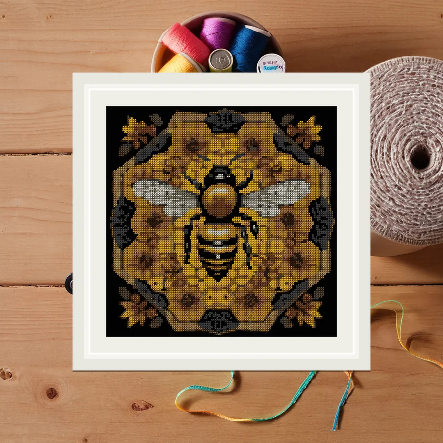 Bee And Honeycomb cross stitch pattern