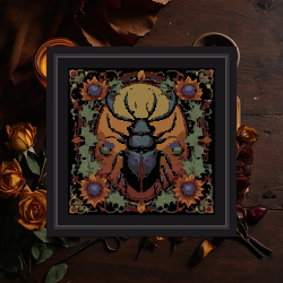 Beetle And Thistle cross stitch pattern
