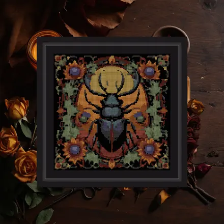 Beetle And Thistle cross stitch pattern