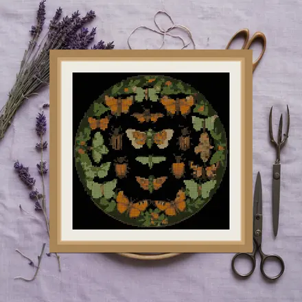 Beetle Wreath cross stitch pattern