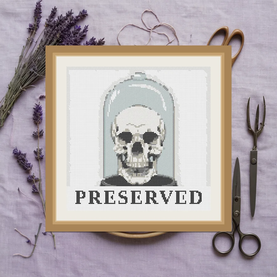 Preserved cross stitch pattern