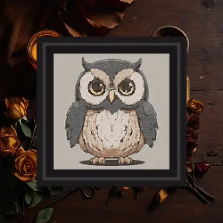 Big Eyed Owl cross stitch pattern