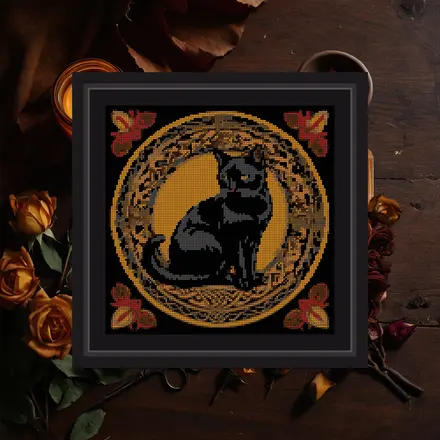Black Cat And Knotwork cross stitch pattern