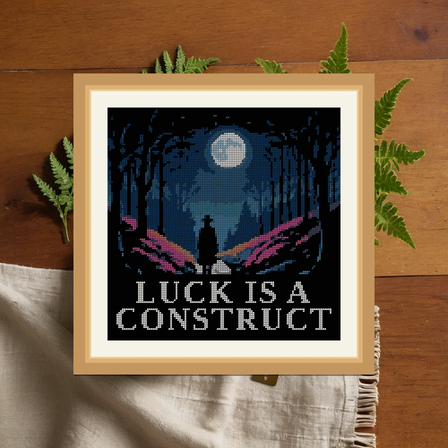 Luck Is A Construct cross stitch pattern