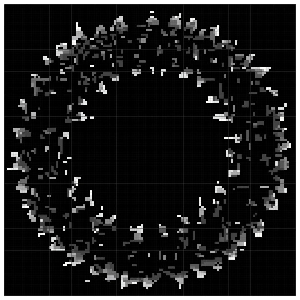 The full Black Rose Wreath cross stitch chart, 130 by 130 stitches
