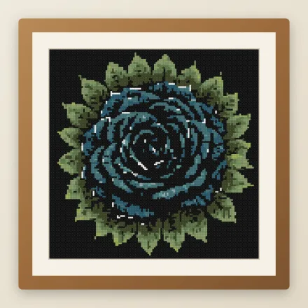 Black Rose Wreath cross stitch pattern