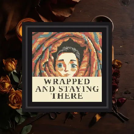 Wrapped And Staying There cross stitch pattern