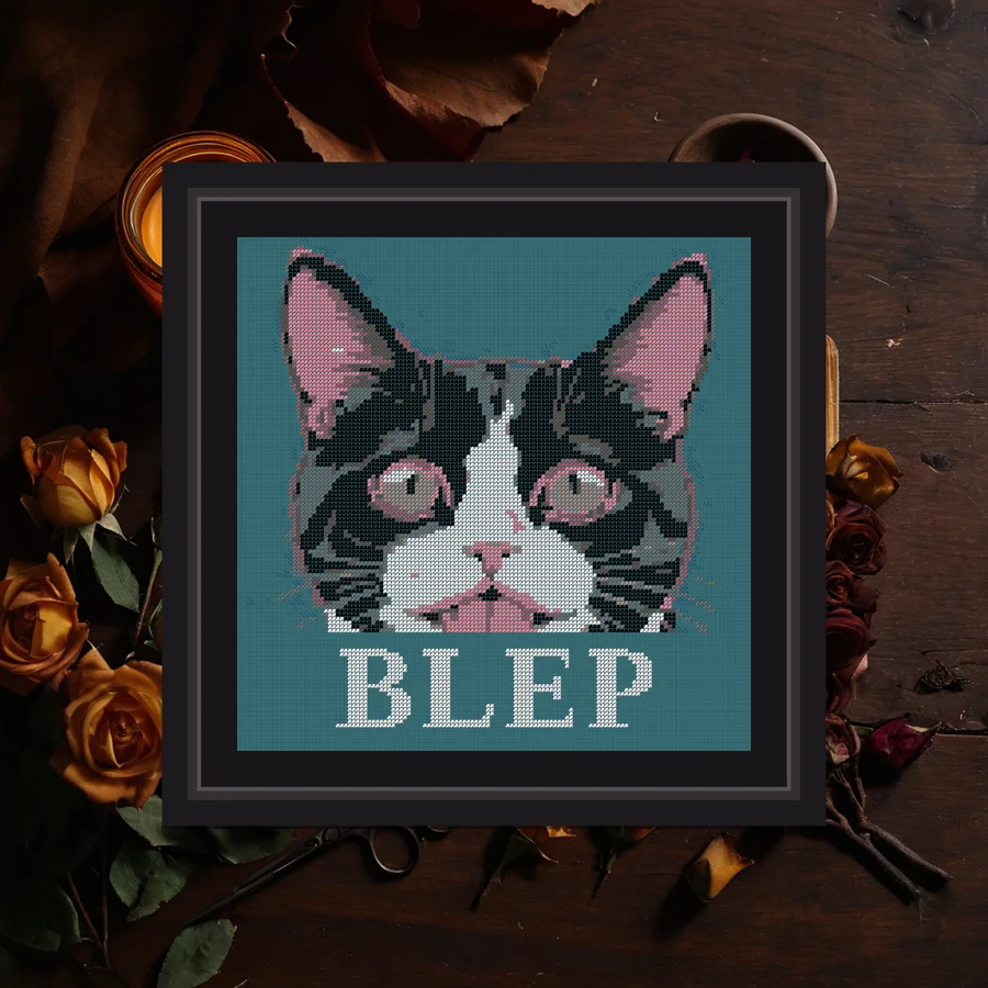 Blep cross stitch pattern