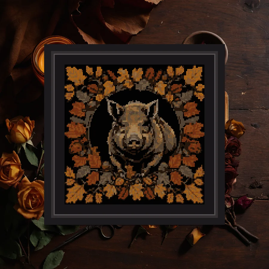 Boar And Acorn cross stitch pattern