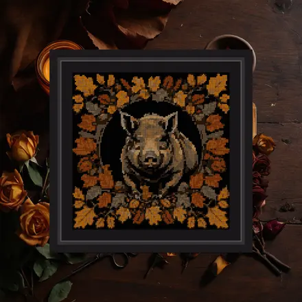 Boar And Acorn cross stitch pattern