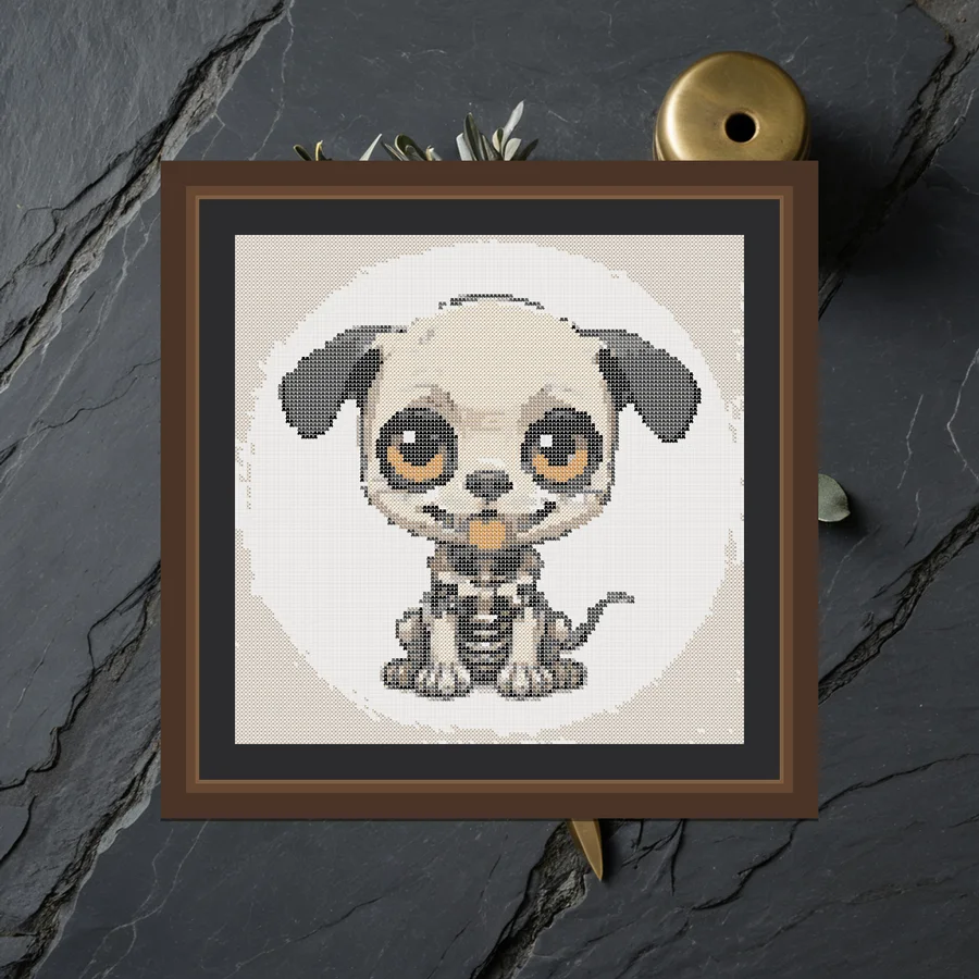 Bone Puppy cross stitch pattern