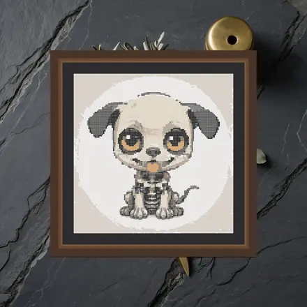 Bone Puppy cross stitch pattern