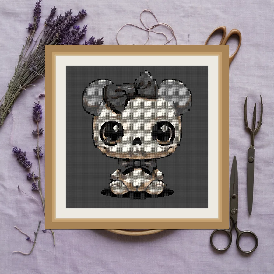 Bow Skull cross stitch pattern