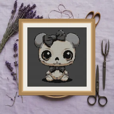 Bow Skull cross stitch pattern