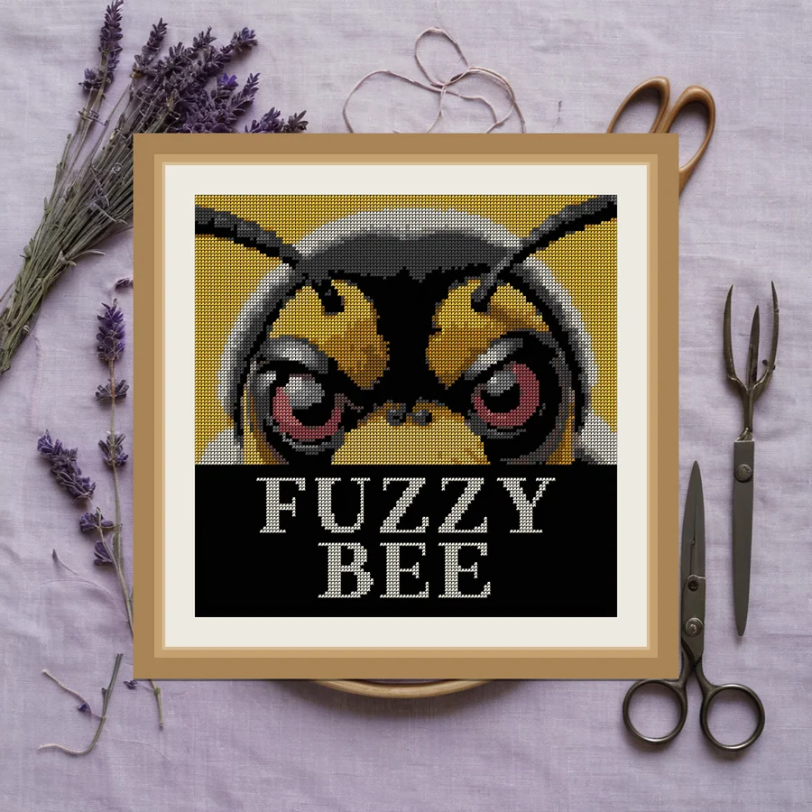 Fuzzy Bee cross stitch pattern