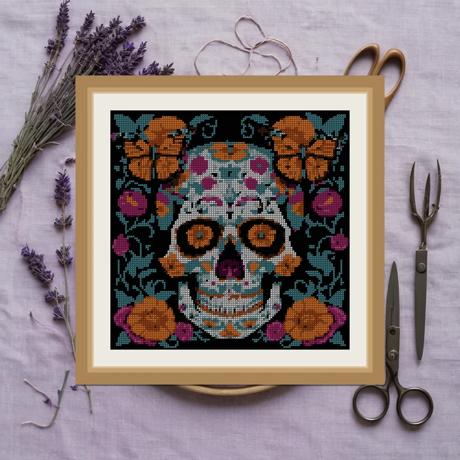 Butterfly Calavera cross stitch pattern