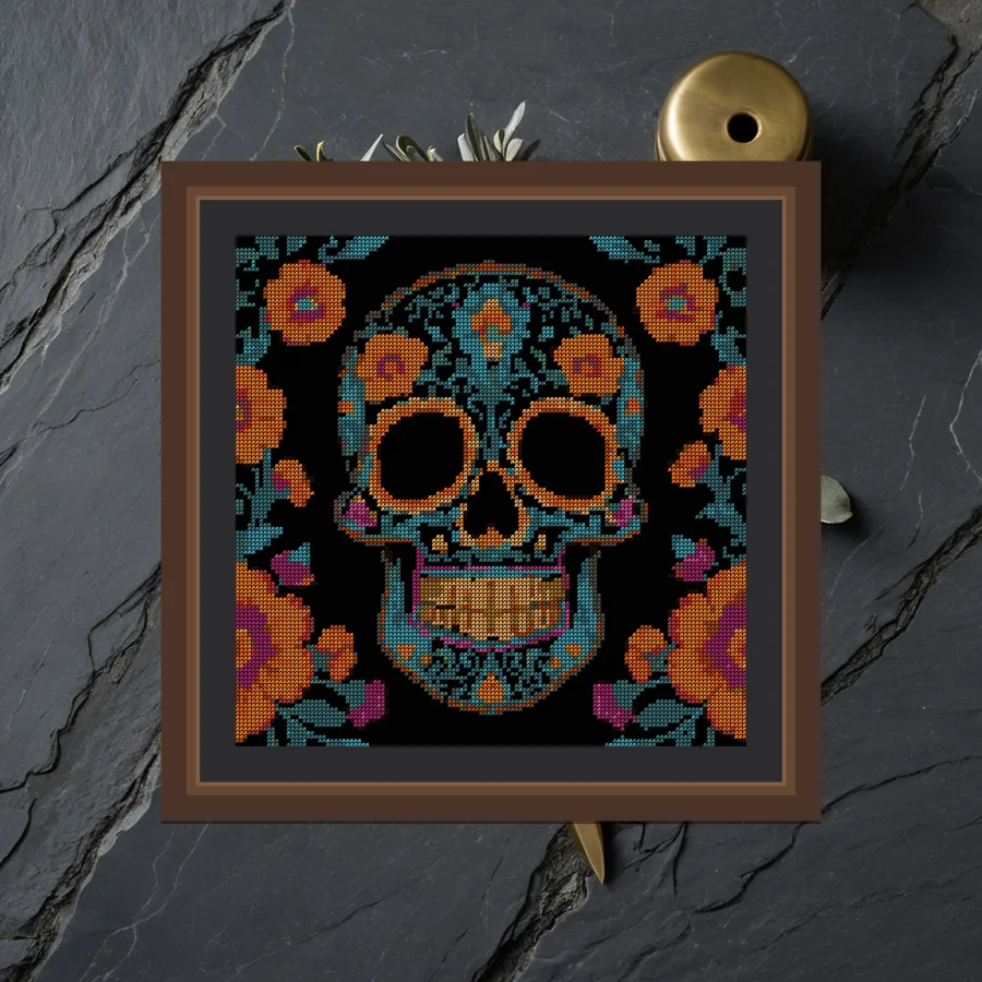 Calavera And Guitar cross stitch pattern