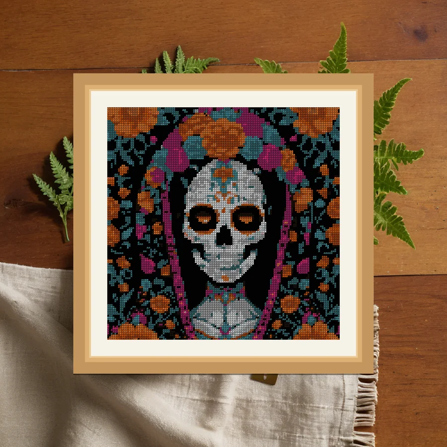 Calavera Bride cross stitch pattern