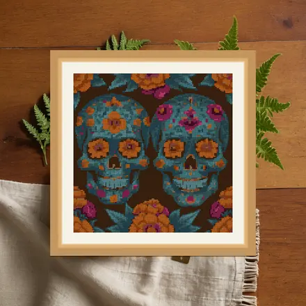 Calavera Couple cross stitch pattern