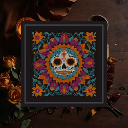 Calavera Sun cross stitch pattern