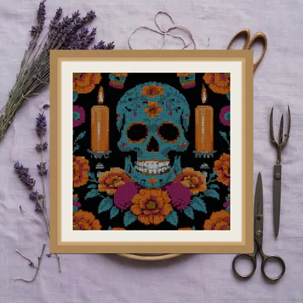 Candle And Calavera cross stitch pattern