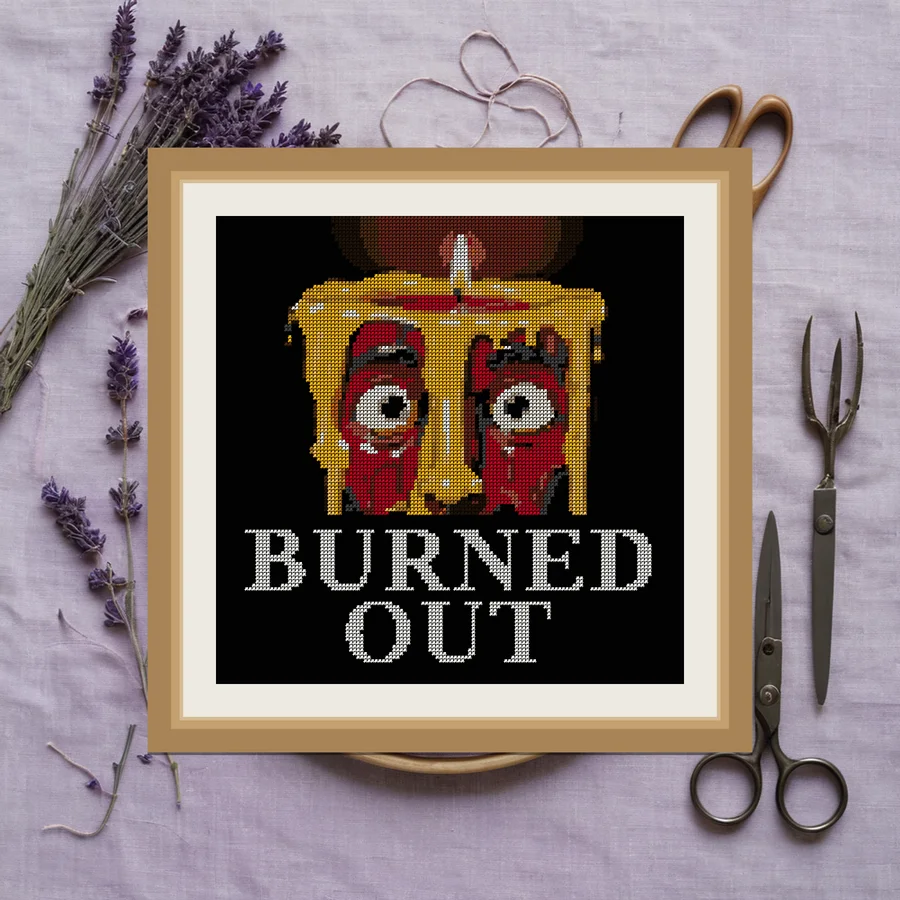 Burned Out cross stitch pattern