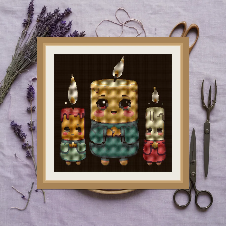 Candle Trio cross stitch pattern