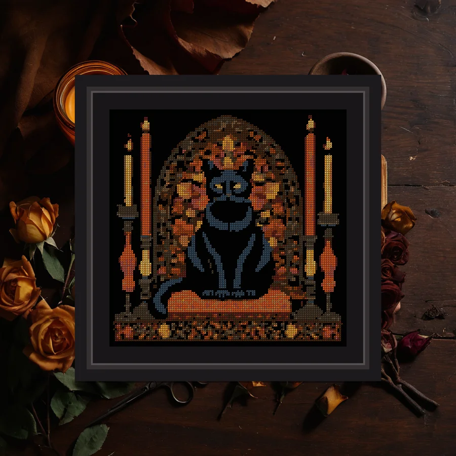 Cat And Candles cross stitch pattern
