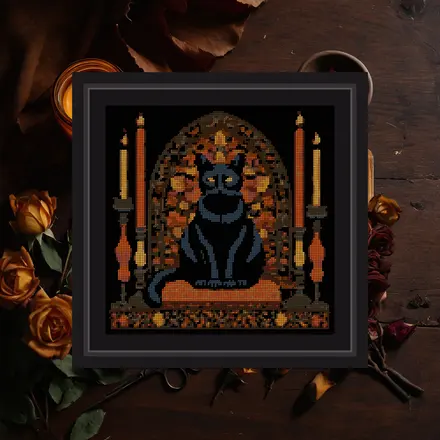 Cat And Candles cross stitch pattern