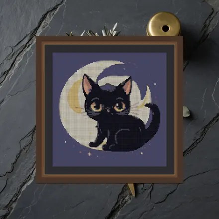 Cat And Crescent cross stitch pattern