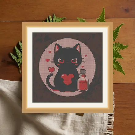 Cat And Potion cross stitch pattern