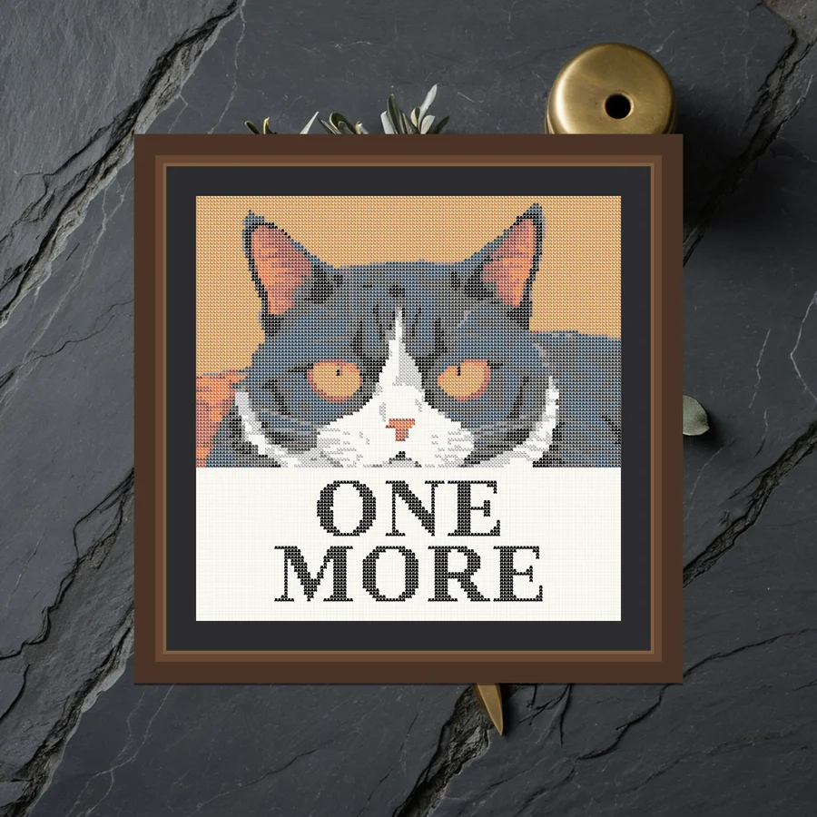 One More Row Cat cross stitch pattern