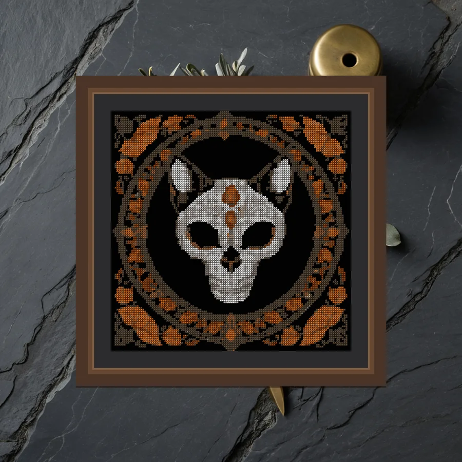Cat Skull And Moon cross stitch pattern