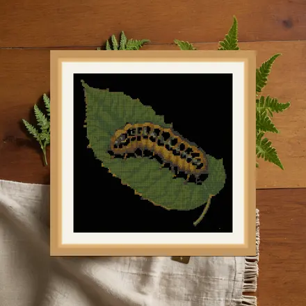 Caterpillar And Leaf cross stitch pattern